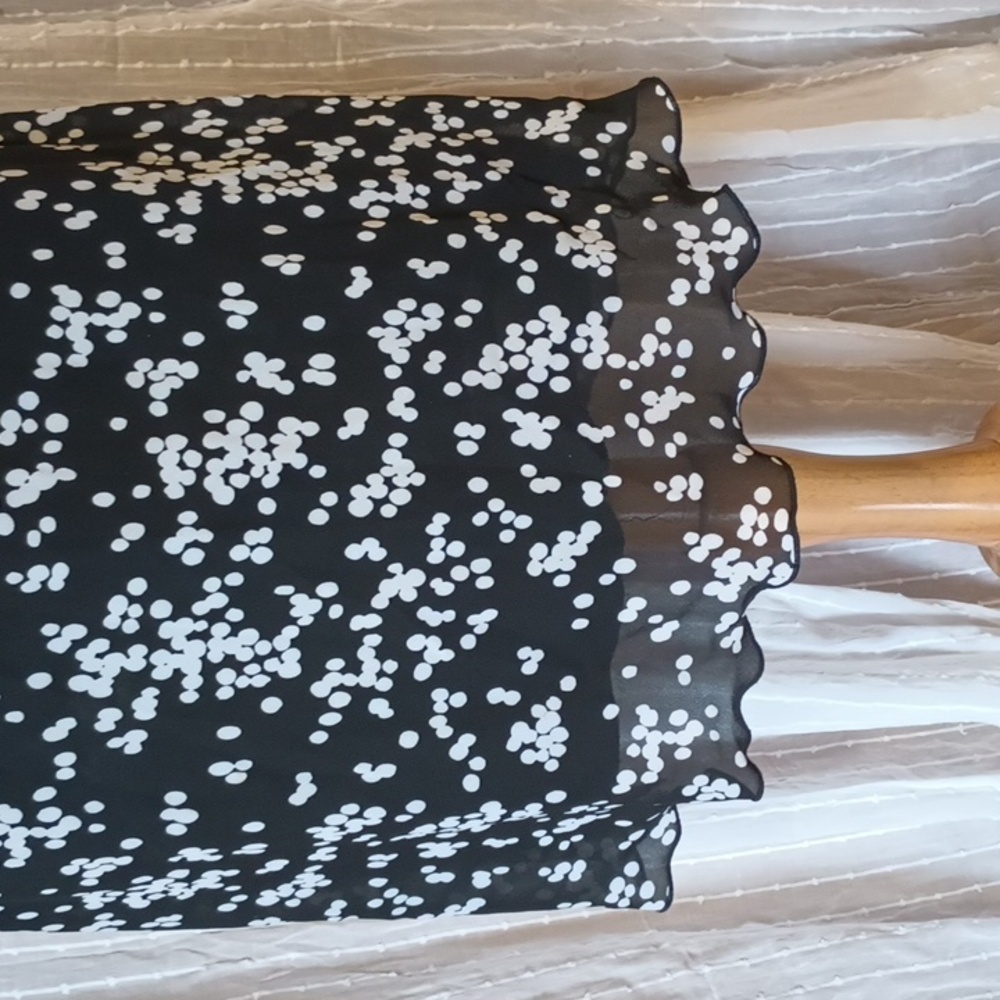 R&K Originals Petite Black White Polkadot Knot Twist Neckline Feminine Dress 8P - Picture 8 of 11